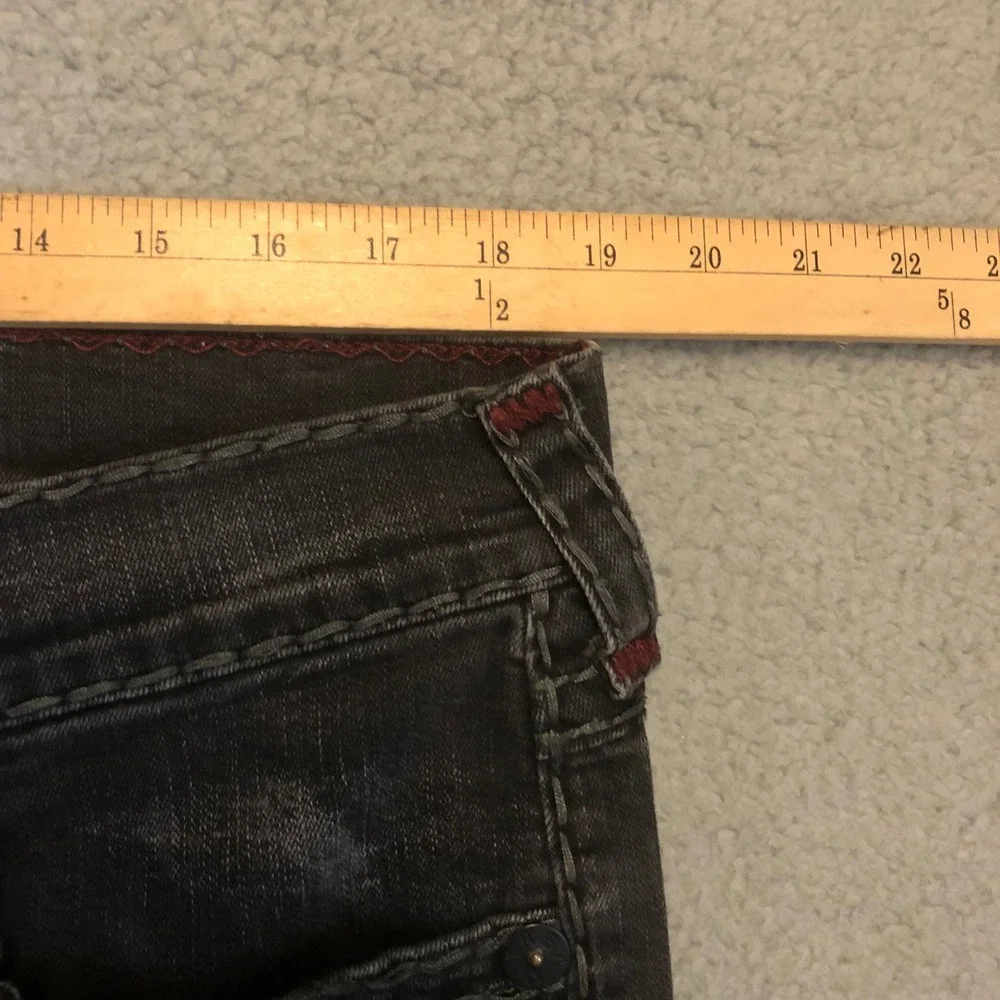 Vtg 2000s True Religion Ricky Black‎ Red Stitch Jeans Mens 38 Made in USA Y2K